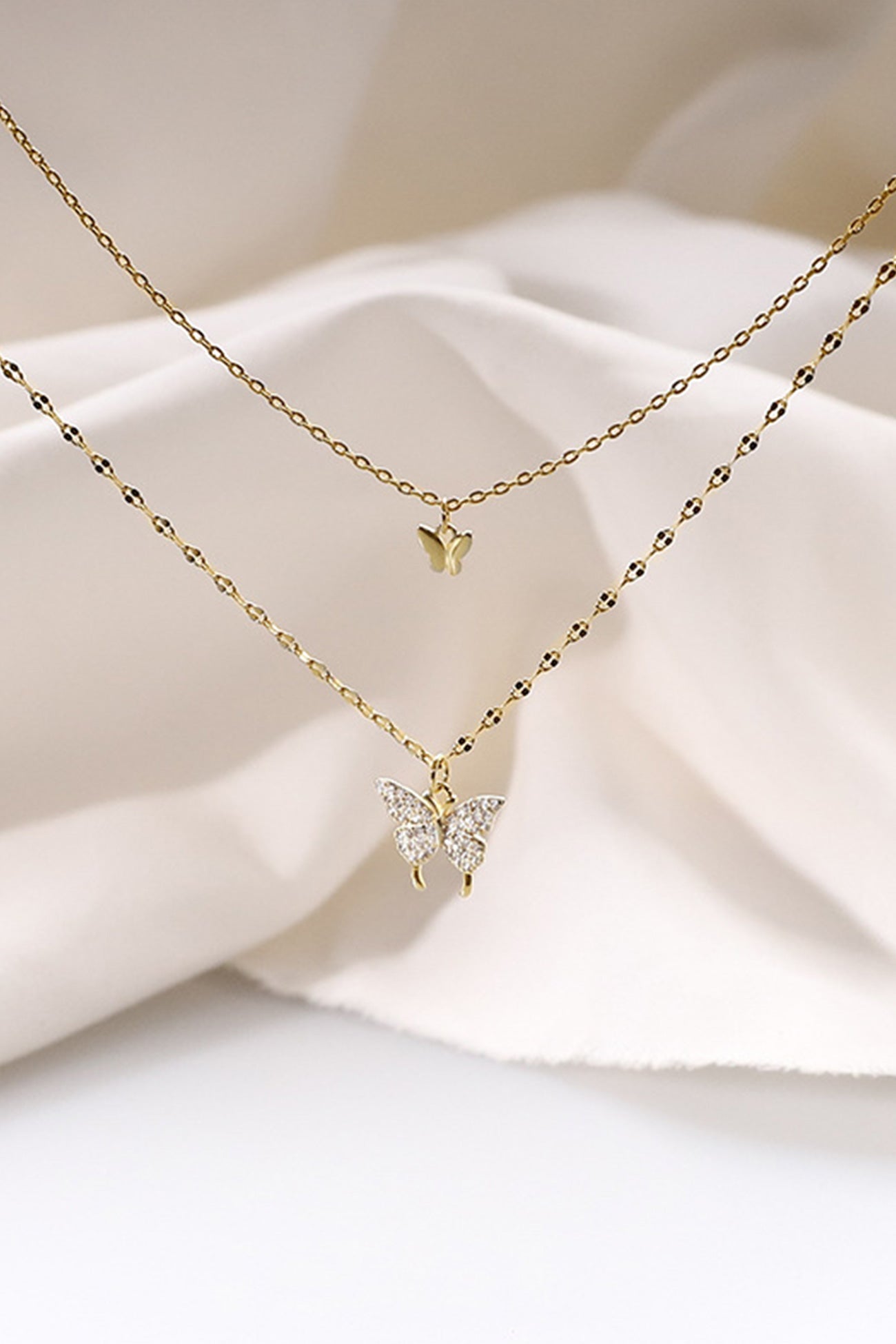 999 Pure Silver Double Layer Butterfly Necklace