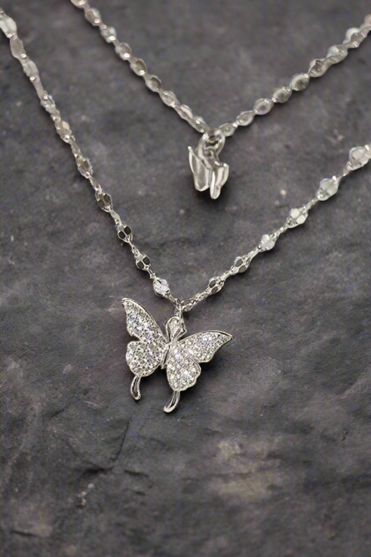 999 Pure Silver Double Layer Butterfly Necklace