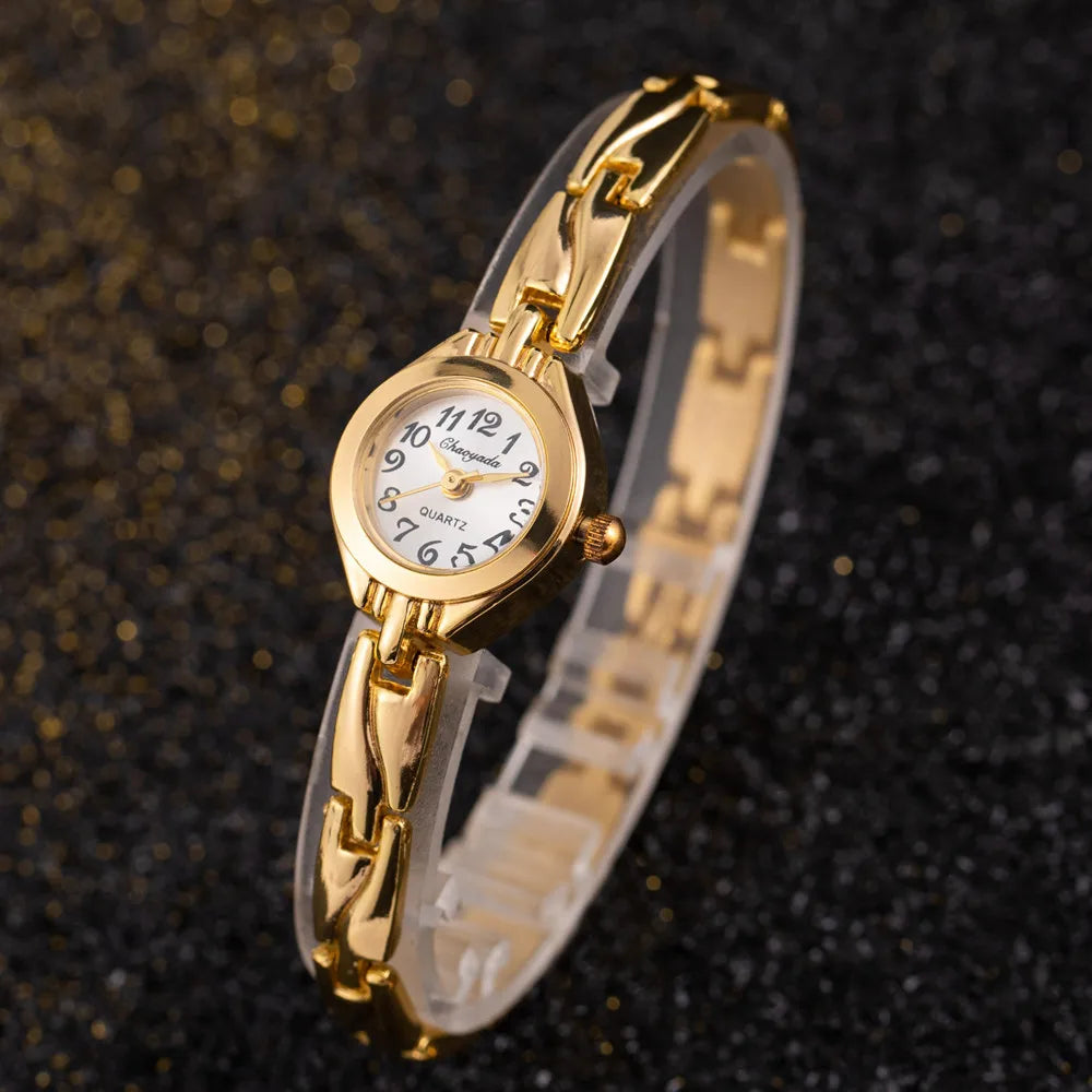 Women Fashion Casual Gold Plated Bracelet Watch