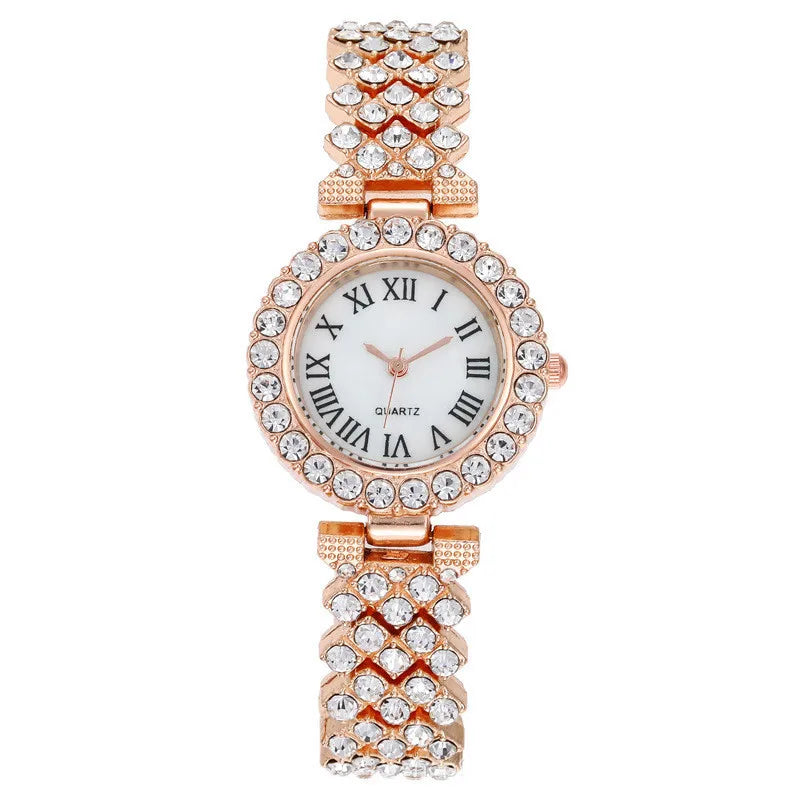 Women Steel Rhinestone Bracelet Watches Set