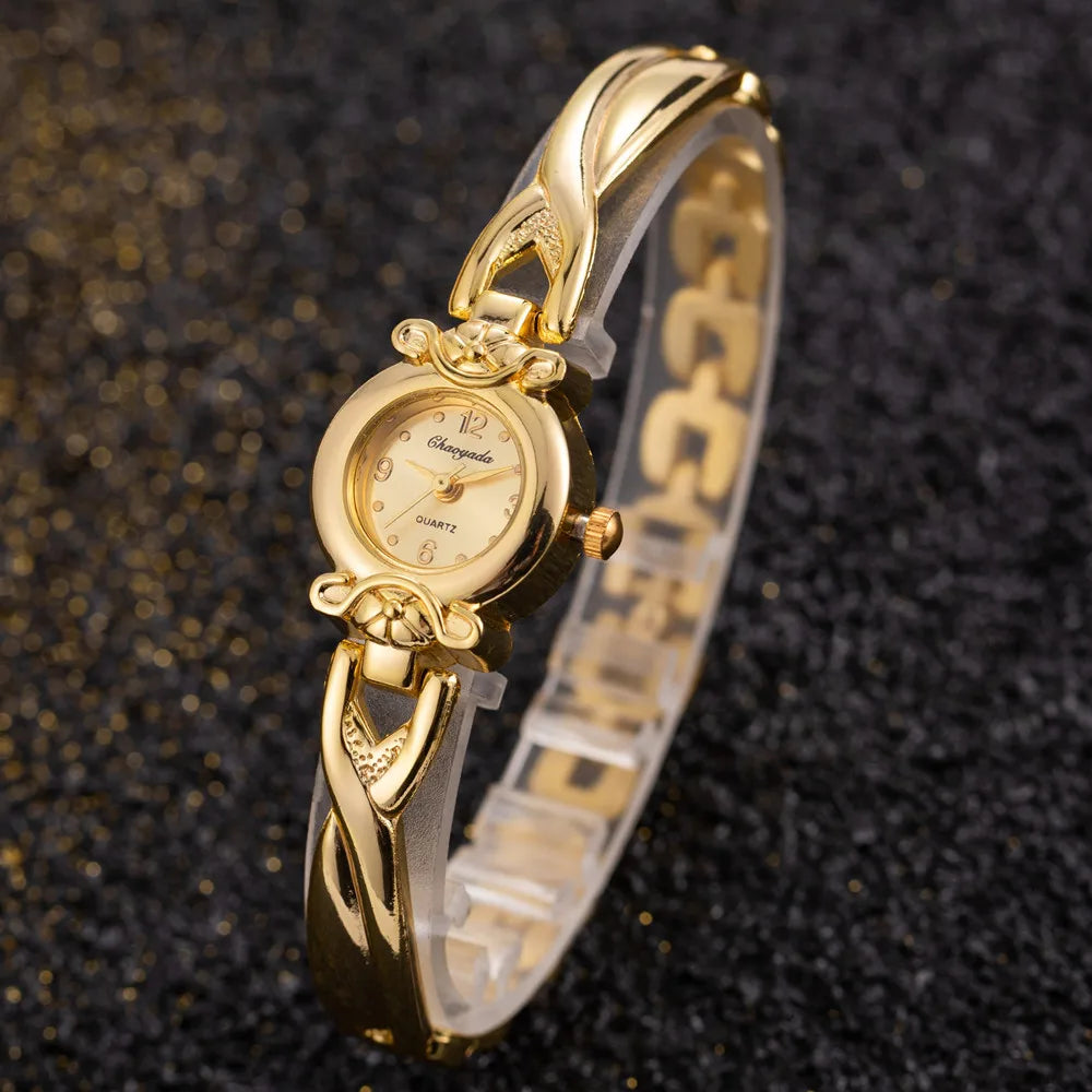 Women Fashion Casual Gold Plated Bracelet Watch