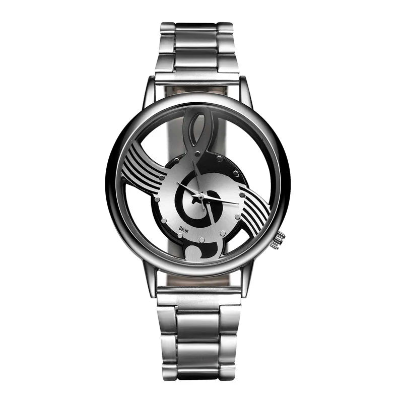 Casual Music Note Notation Stainless Steel Watch for Men