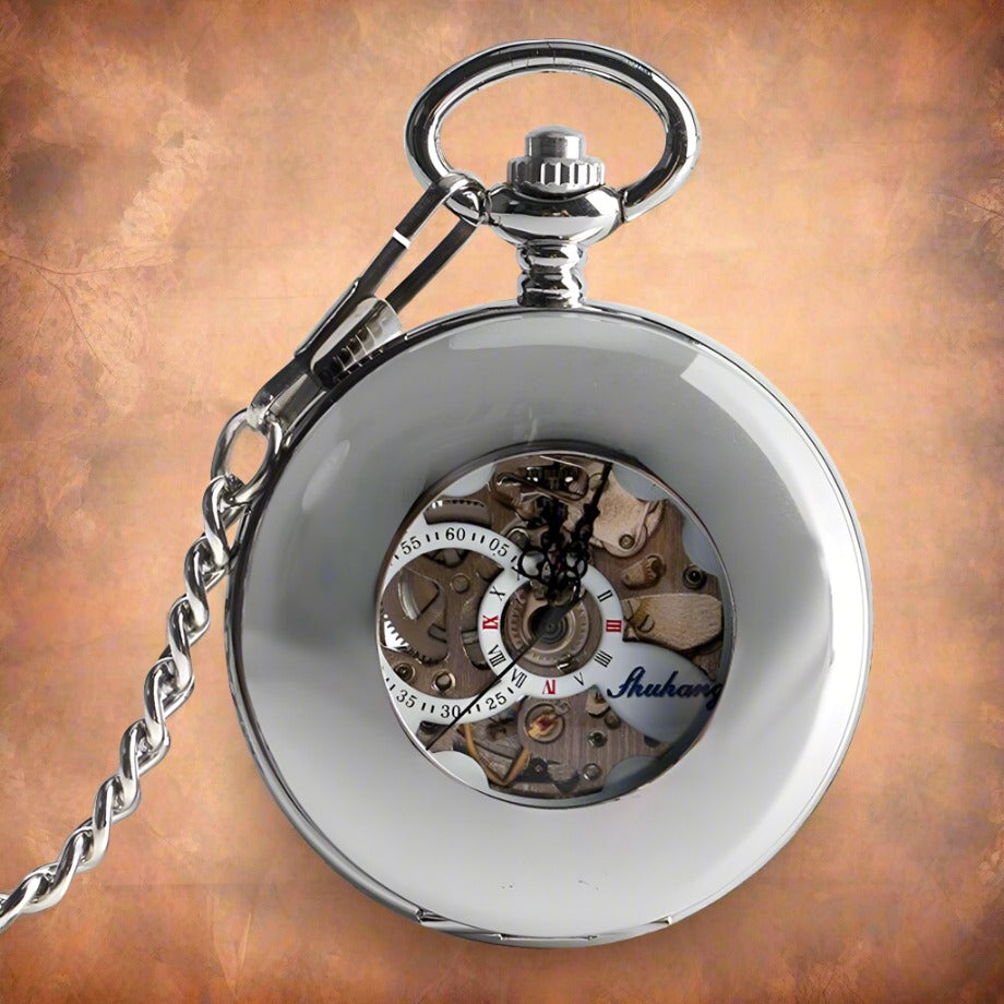 Mechanical Silver Half Hunter Pocket Watch