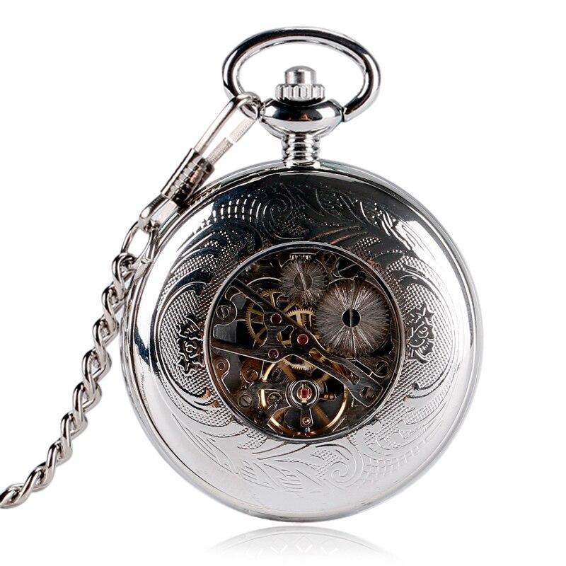 Silver Shield Full Hunter Mechanical Pocket Watch