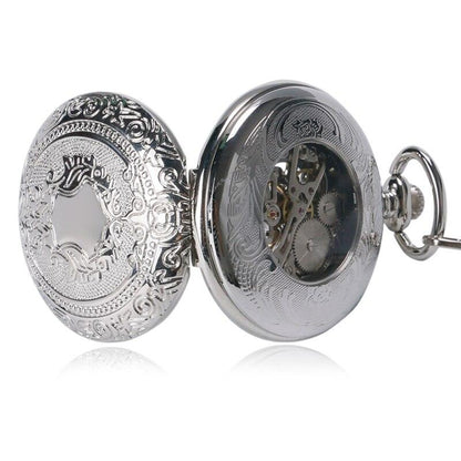 Silver Shield Full Hunter Mechanical Pocket Watch