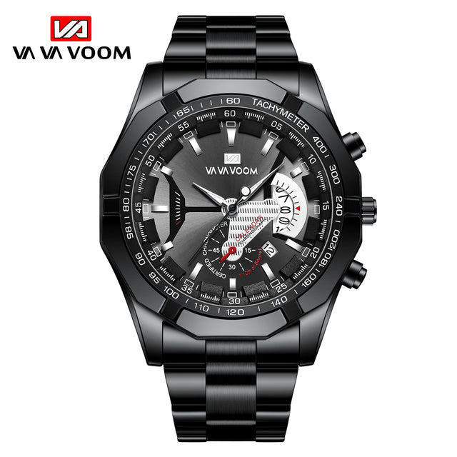 Watches Men Sport Stainless Steel Band Waterproof Casual Outdoor Luxury Quartz Watch