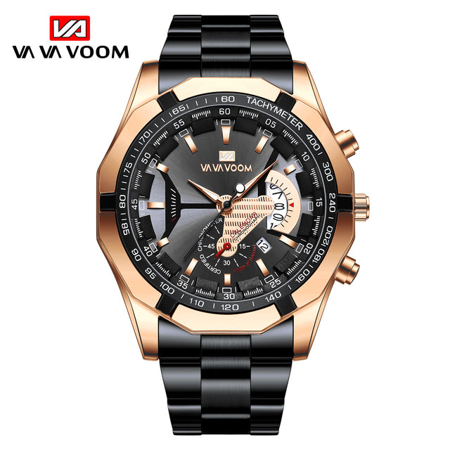 Watches Men Sport Stainless Steel Band Waterproof Casual Outdoor Luxury Quartz Watch