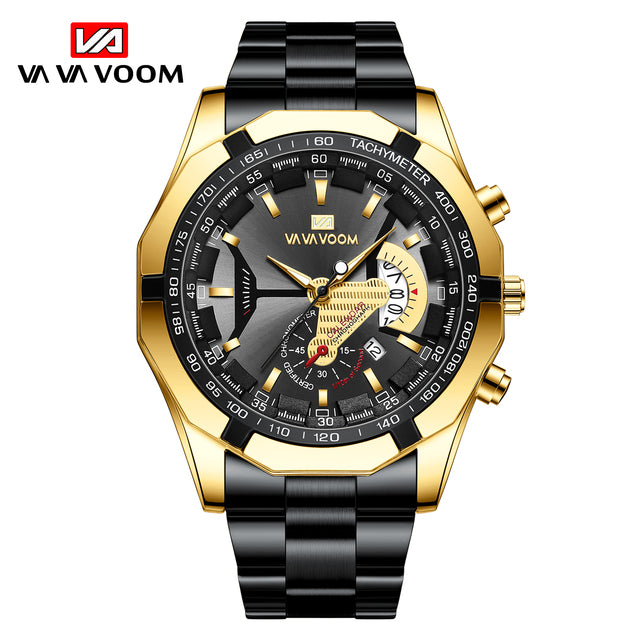 Watches Men Sport Stainless Steel Band Waterproof Casual Outdoor Luxury Quartz Watch