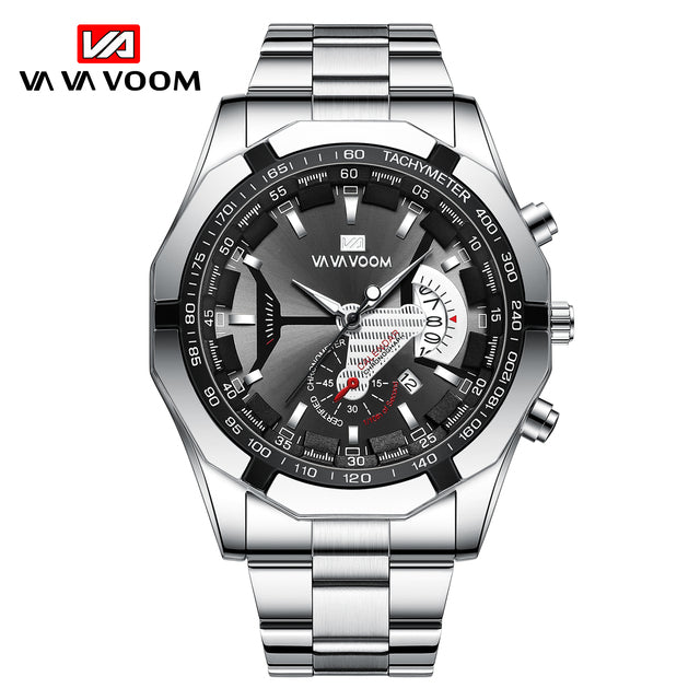 Watches Men Sport Stainless Steel Band Waterproof Casual Outdoor Luxury Quartz Watch