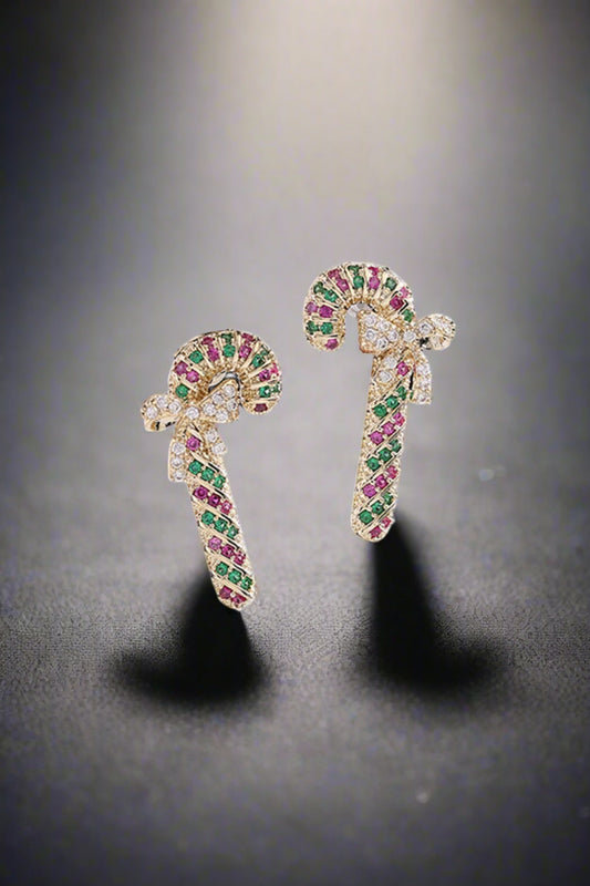 Zircon Bow Cane Earrings