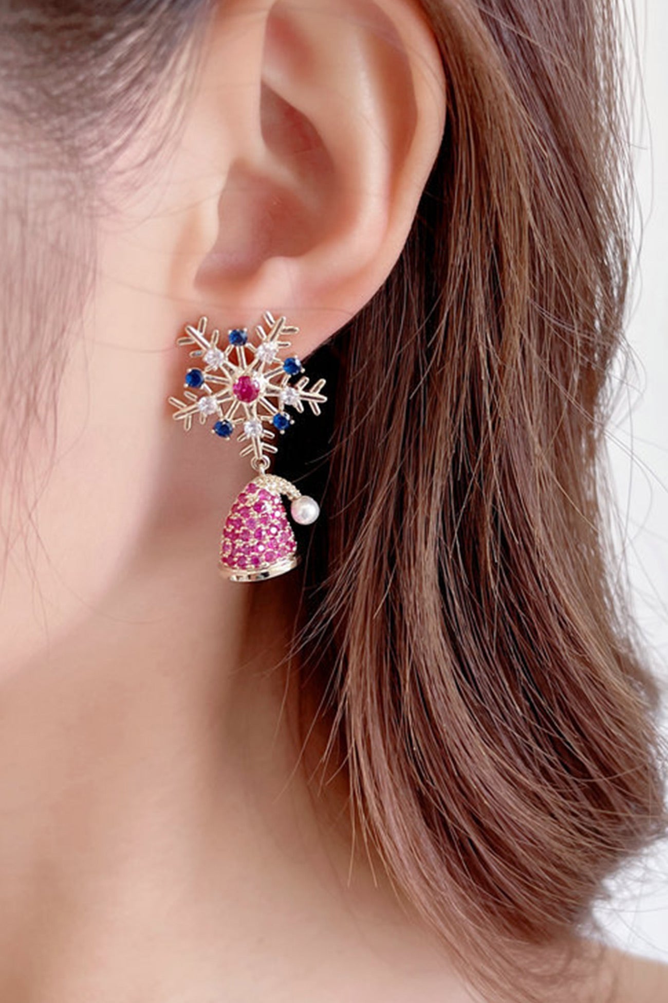 Zircon Snowflake Hat Boots Earrings