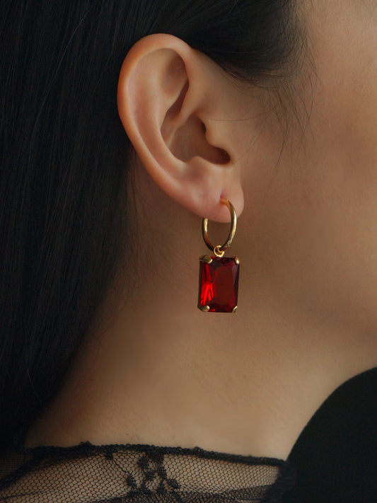 ANASTASIA Earrings - Ruby Red *Gold-plated