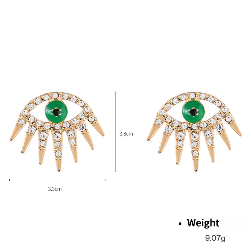 Alloy Gold Plated Diamond Dripping Devil's Eye Earrings