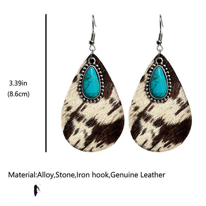 2 Pairs/Pack Western Animal Print Leather Earrings