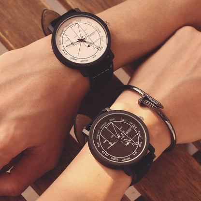 Womens Watch Leather Quartz Mathe Matical Formula Prints