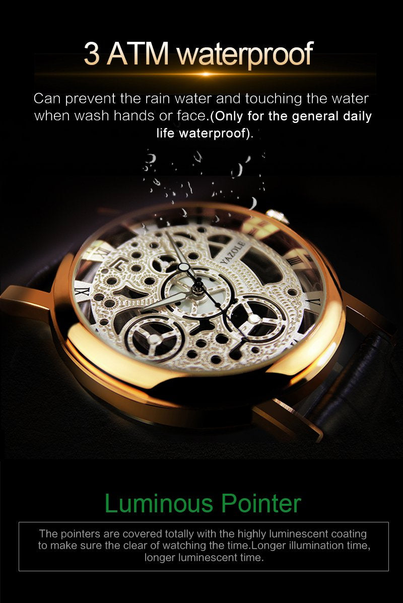 Yazole Brand Business Men's Watch Fashion Luminous Unique Leisure Leather Watches