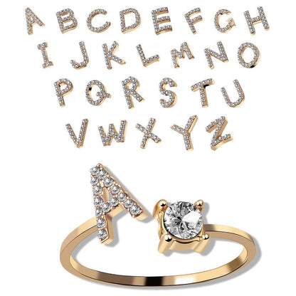 A-Z 26 Letters Adjustable Opening Rings