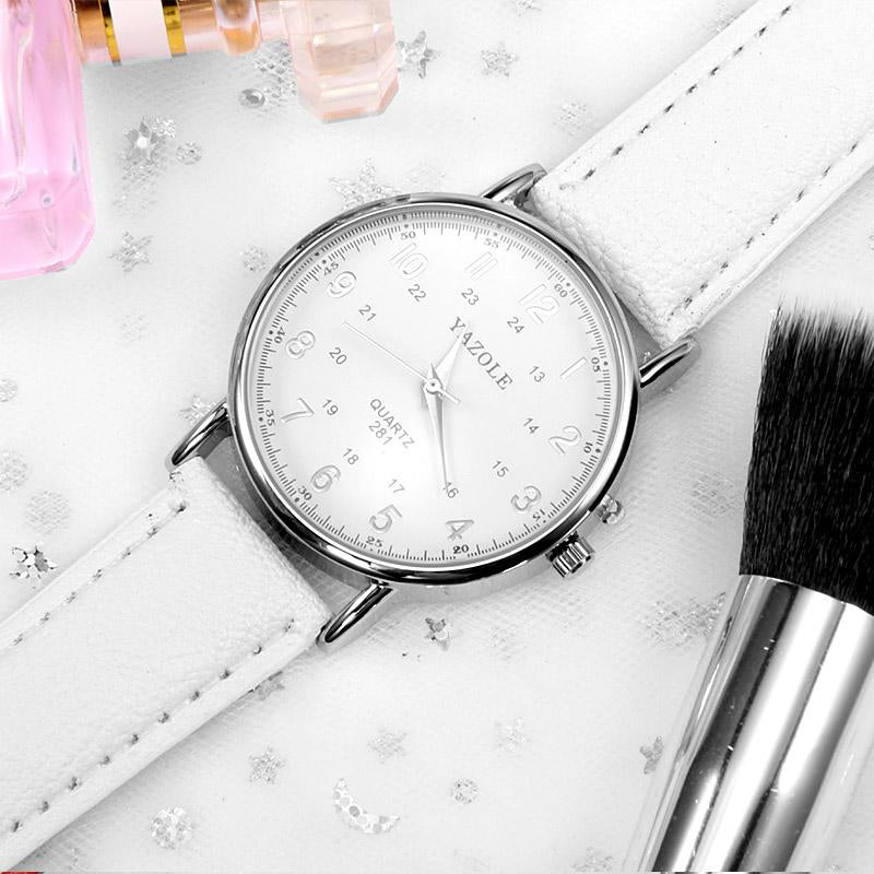 Women's Watch YAZOLE Top Brand Fashion Leather Wrist Watch Dress Designer Clock