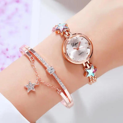 Women's Watches Star Bracelet Set Luxury Ladies Wristwatch Gift Steel Quartz Watch For Woman Rhinestone Clock New zegarek damski