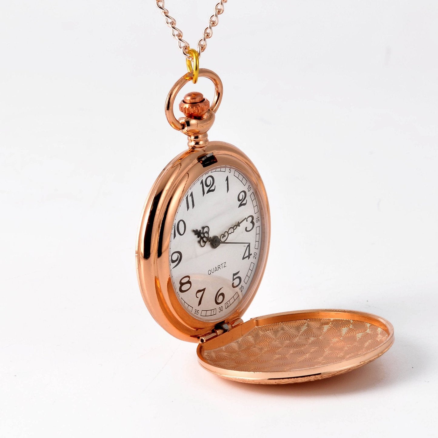 Vintage Rose Gold Flower Pattern Nostalgic Large Pocket Watch Ll3691