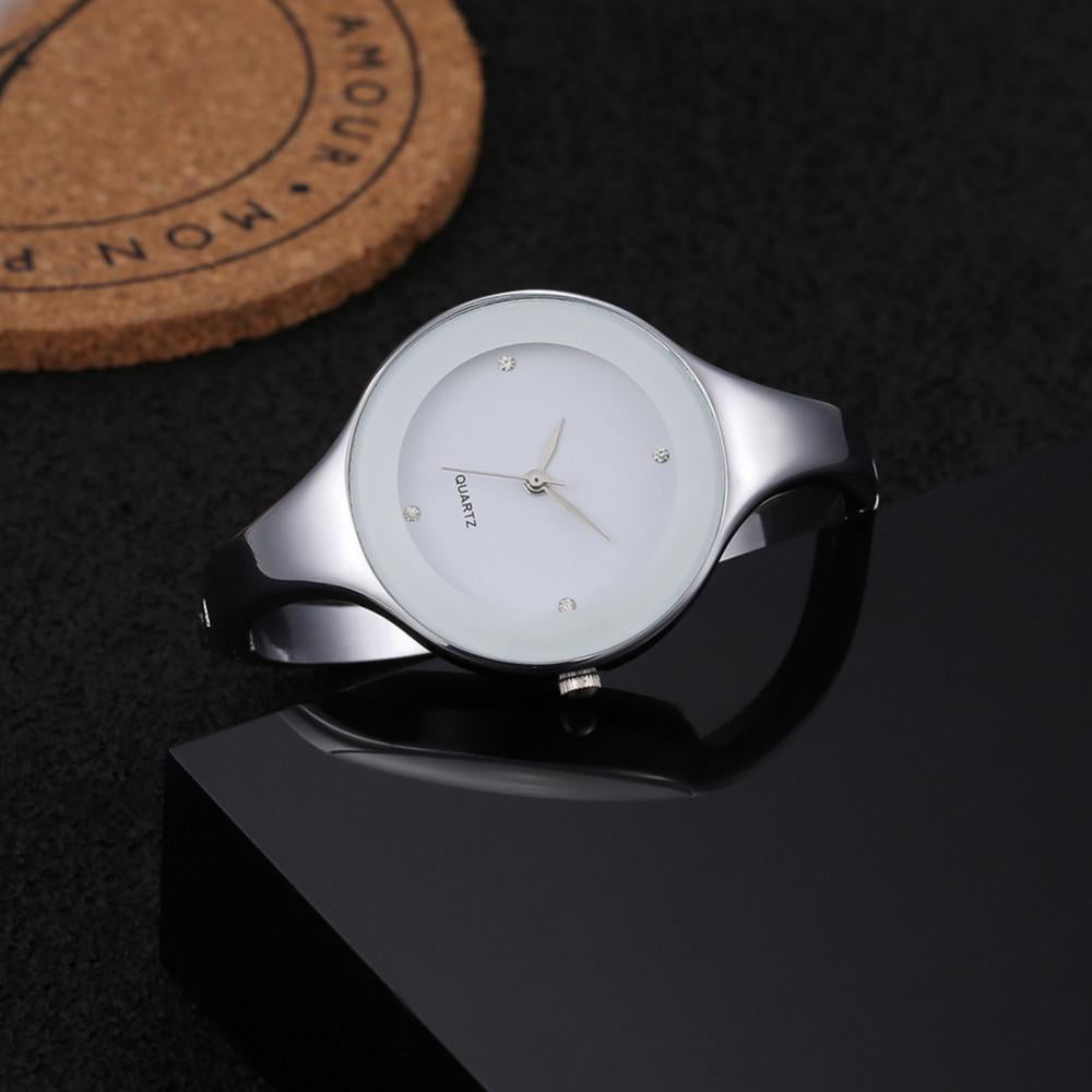 Women Luxury Stainless Steel Bangle Watches Quartz WristWatches