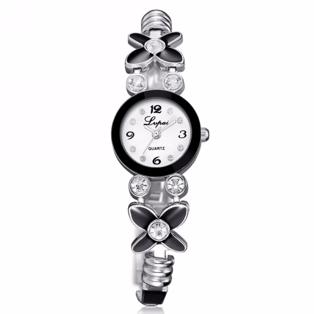 Women's Four Leaf Clover Flower Rhinestone Watch