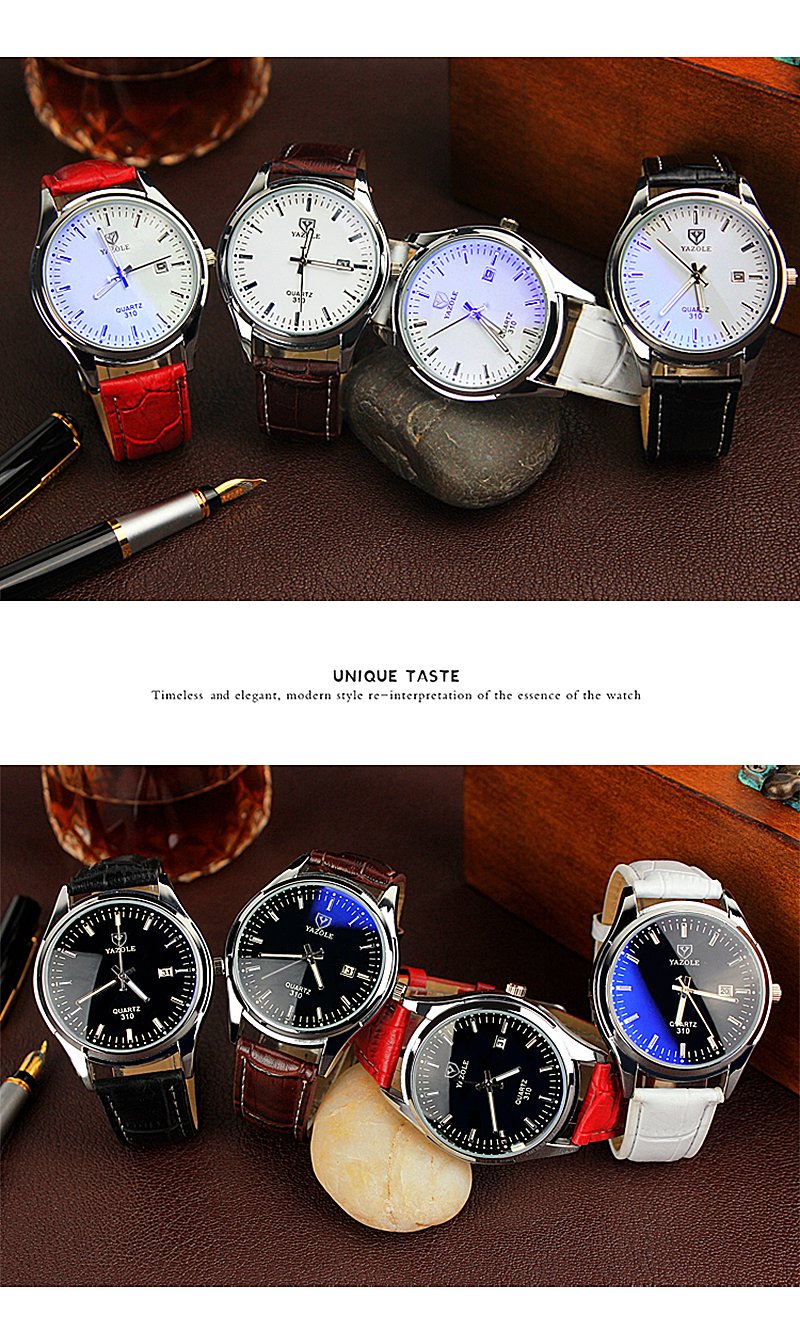 Yazole Business Belt Men's Watch Calendar Fashion Quartz Unique Leisure Leather Watches