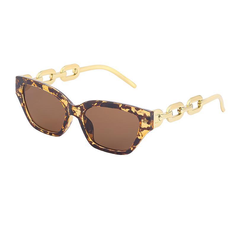 Women's Small Frame Cat's Eye Thick Metal Chain Sunglasses