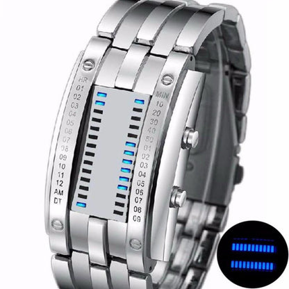 Creative Digital Watch Full Steel Binary Wrist Watch Women LED Electronic Sport Watches