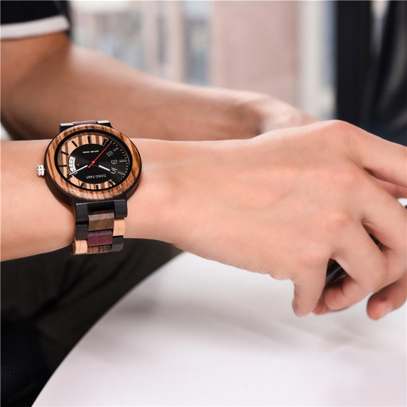 DODO DEER Fashion Men's Calendar Digital Wooden Sports Watch