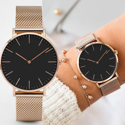 Women's Fashion Ultra-thin Stainless Steel Strap Quartz Watches Simple