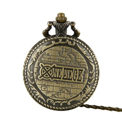 Bronze Vintage Lace Relief Pirate King Skull Pocket Watch