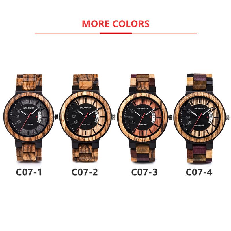 DODO DEER Fashion Men's Calendar Digital Wooden Sports Watch