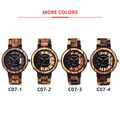 DODO DEER Fashion Men's Calendar Digital Wooden Sports Watch