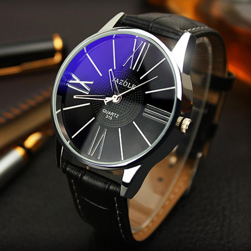 Yazole Men's Watches Business Quartz Minimalist Belt Leather Clock