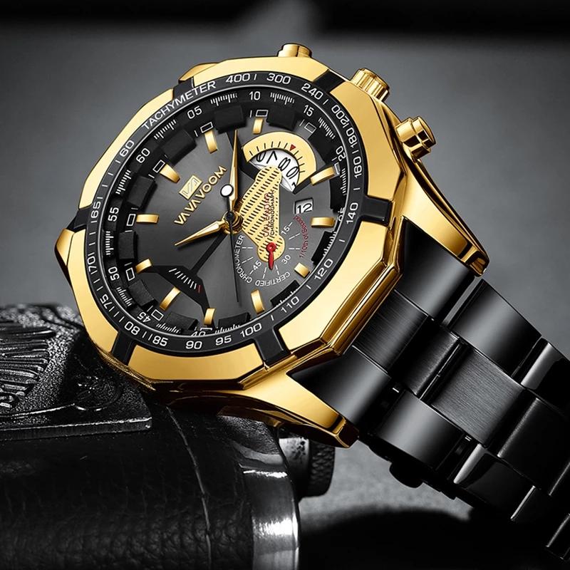 Watches Men Sport Stainless Steel Band Waterproof Casual Outdoor Luxury Quartz Watch