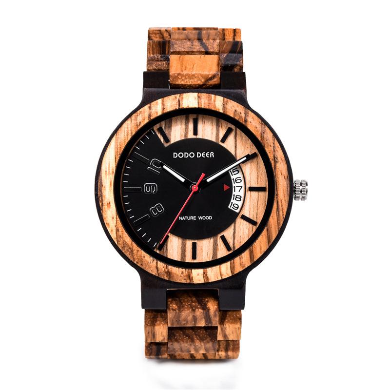 DODO DEER Fashion Men's Calendar Digital Wooden Sports Watch