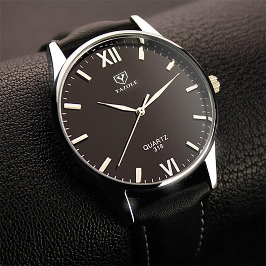 Yazole Simple Hook Needle Business Watch Roman Scale Male Soft Leather Watch