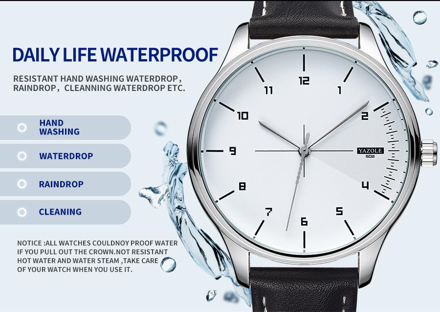 YAZOLE Top Brand Luxury Fashion Simple and Stylish Waterproof Watch For Men Sport Watches Leather Casual