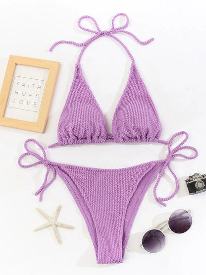 2024 New Fashion Sexy Bikini Solid Swimsuit