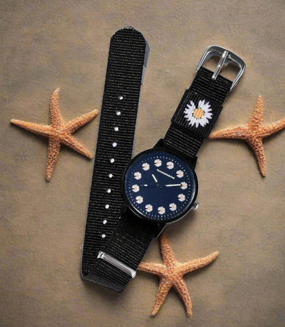 Women Bracelet Daisy Flowers Nylon Watch