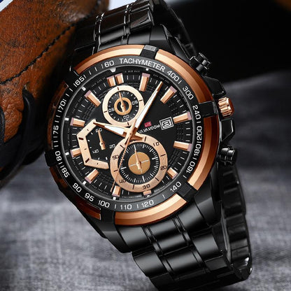 Waterproof Stainless Steel Chain Steel Band Watch Luminous Business Sports Men's Casual Watch