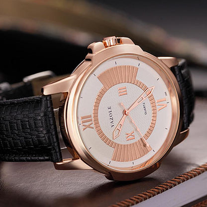 Yazole Luxury Business Male Clock Quartz-wristwatch Leisure Leather Watch