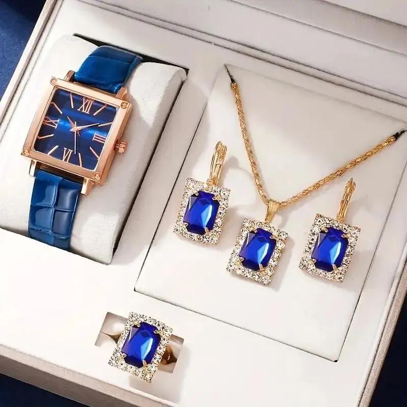 4Pcs/Set Women Fashion Quartz Watch Jewelry Set