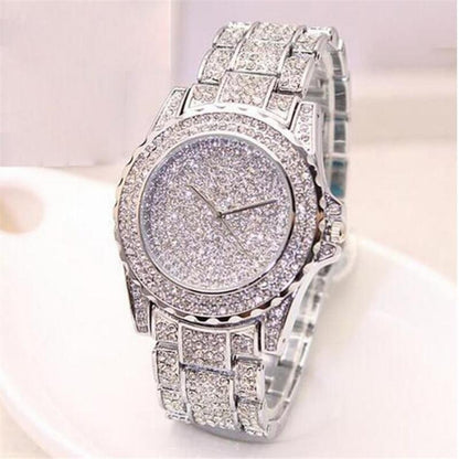 Women Silver Watches Bling Casual Ladies Clock Quartz Gold Wristwatch