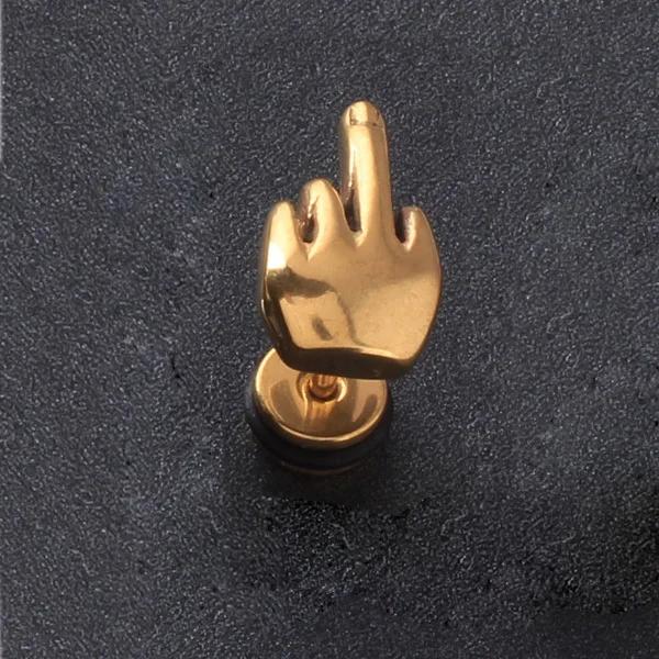 1 Pair Punk Middle finger Shape Stainless Steel Stud Earrings