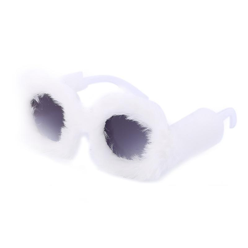 Women's Fashion Round Frame Plush Sunglasses