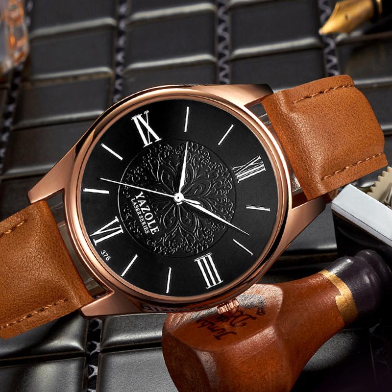 YAZOLE Top Brand Luxury Fashion Business Men's Watch Leather Clock