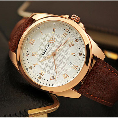 YAZOLE Men's Watch Fashion Sport Leather Band Watch Quartz