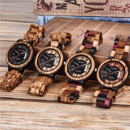 DODO DEER Fashion Men's Calendar Digital Wooden Sports Watch